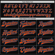 Custom Black Powder Blue-Orange Bomber Full-Snap Varsity Letterman Two Tone Jacket