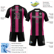 Custom Black Pink-White Geometric Shape Sublimation Volleyball Uniform Jersey