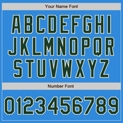 Custom Powder Blue Green-Cream Bomber Full-Snap Varsity Letterman Jacket