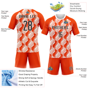 Custom Orange Black-White Geometric Shape Sublimation Volleyball Uniform Jersey