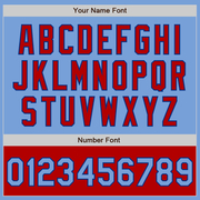 Custom Light Blue Royal-Red Bomber Varsity Letterman Two Tone Zipper Jacket