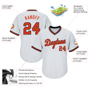 Custom White Orange-Black Authentic Throwback Rib-Knit Baseball Jersey Shirt