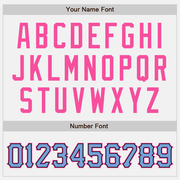 Custom White Black Pinstripe Light Blue Black-Pink Bomber Full-Snap Varsity Letterman Jacket