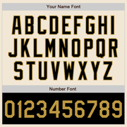 Custom Cream Old Gold-Black Bomber Varsity Letterman Two Tone Zipper Jacket