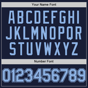 Custom Navy Light Blue Bomber Full-Snap Varsity Letterman Hoodie Jacket