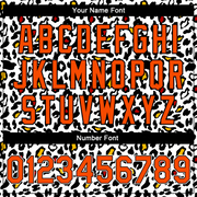 Custom White Orange-Black Leopard Print 3D Pattern Design Bomber Full-Snap Varsity Letterman Jacket