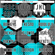 Custom Black Aqua-White Geometric Shape Sublimation Volleyball Uniform Jersey