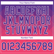 Custom Purple Neon Pink-White Gradient Square Shape 3D Pattern Design Bomber Full-Snap Varsity Letterman Hoodie Jacket