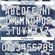 Custom Camo White-Navy 3D Bomber Full-Snap Varsity Letterman Salute To Service Jacket