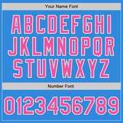 Custom Powder Blue Pink-White Bomber Full-Snap Varsity Letterman Jacket