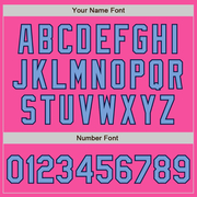 Custom Pink Light Blue-Navy Bomber Full-Snap Varsity Letterman Two Tone Jacket