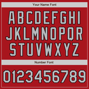 Custom Red Gray-Black Bomber Full-Snap Varsity Letterman Two Tone Jacket