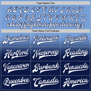 Custom Light Blue White-Navy Bomber Full-Snap Varsity Letterman Fade Fashion Jacket