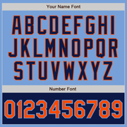 Custom Light Blue Orange-Navy Bomber Varsity Letterman Two Tone Zipper Jacket