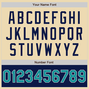 Custom Cream Teal Gray-Navy Bomber Varsity Letterman Two Tone Zipper Jacket