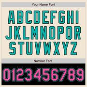 Custom Cream Pink Black-Aqua Bomber Varsity Letterman Two Tone Zipper Jacket