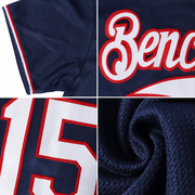 Custom Navy White-Red Authentic Throwback Rib-Knit Baseball Jersey Shirt
