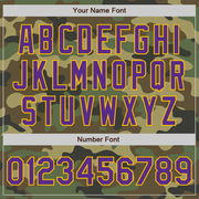 Custom Camo Purple-Gold Bomber Full-Snap Varsity Letterman Salute To Service Jacket