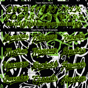 Custom Graffiti Pattern Black-Neon Green Abstract Grunge Art 3D Bomber Full-Snap Varsity Letterman Jacket