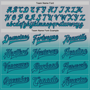 Custom Gray Teal-Navy Bomber Full-Snap Varsity Letterman Fade Fashion Jacket