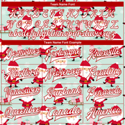 Custom Pea Green White-Red Christmas 3D Bomber Full-Snap Varsity Letterman Jacket