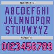 Custom Light Blue Pink Black-Purple Bomber Full-Snap Varsity Letterman Jacket