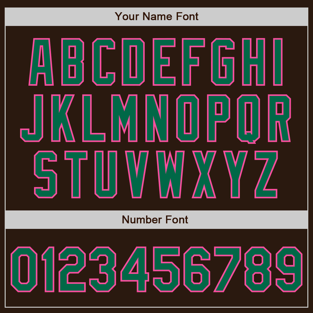 Custom Brown Kelly Green-Pink Bomber Full-Snap Varsity Letterman Jacket