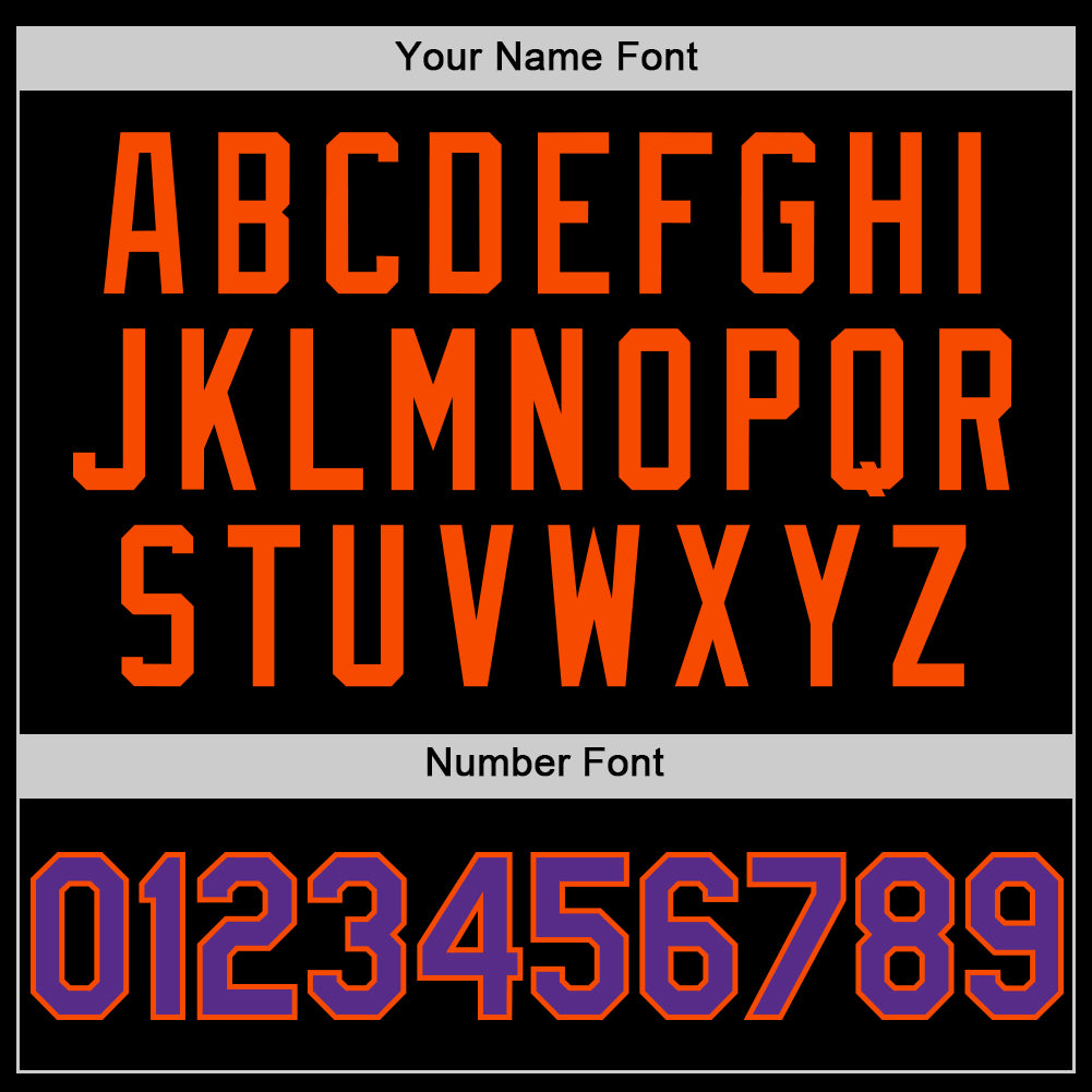 Custom Black Purple-Orange Bomber Full-Snap Varsity Letterman Two Tone Hoodie Jacket