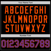 Custom Black Purple-Orange Bomber Full-Snap Varsity Letterman Two Tone Hoodie Jacket