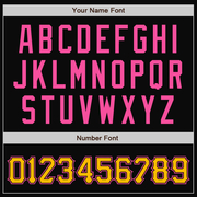 Custom Black Pink Pinstripe Gold Bomber Full-Snap Varsity Letterman Jacket