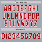 Custom Gray Red-White Bomber Varsity Letterman Zipper Jacket