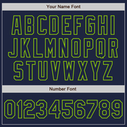 Custom Navy Cream-Neon Green Bomber Full-Snap Varsity Letterman Two Tone Jacket