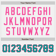 Custom White Black Pinstripe Aqua-Pink Bomber Full-Snap Varsity Letterman Jacket