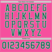 Custom Pink Kelly Green-White Bomber Full-Snap Varsity Letterman Jacket