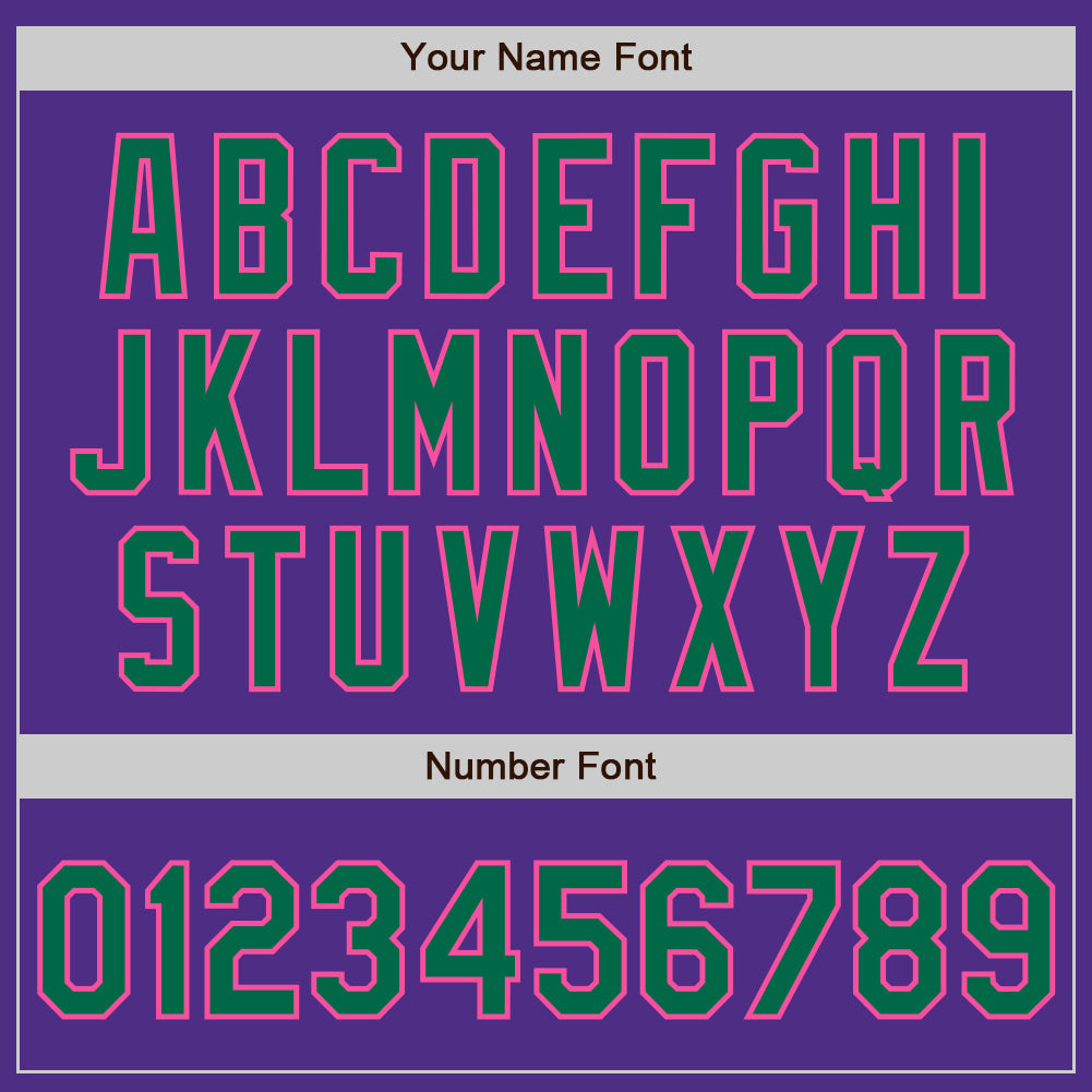 Custom Purple Kelly Green-Pink Bomber Full-Snap Varsity Letterman Two Tone Jacket