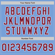 Custom Light Blue Crimson-White Bomber Full-Snap Varsity Letterman Two Tone Jacket