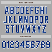 Custom Gray Royal-White Bomber Full-Snap Varsity Letterman Two Tone Jacket