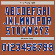 Custom Texas Orange Royal-White Bomber Full-Snap Varsity Letterman Jacket