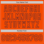 Custom Orange Navy Bomber Full-Snap Varsity Letterman Jacket