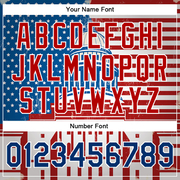 Custom Red US Navy Blue-Royal American Flag Fashion United States Congress Building 3D Pattern Design Bomber Full-Snap Varsity Letterman Jacket