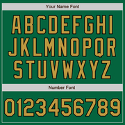 Custom Kelly Green Old Gold-Black Bomber Full-Snap Varsity Letterman Two Tone Jacket