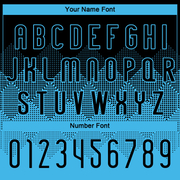 Custom Sky Blue Black Geometric Shape Sublimation Volleyball Uniform Jersey