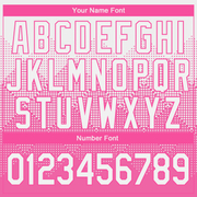 Custom Pink White 3D Pattern Design Bomber Full-Snap Varsity Letterman Jacket