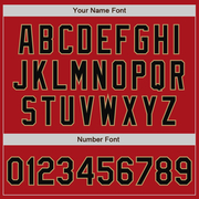 Custom Red Black-Old Gold Bomber Full-Snap Varsity Letterman Jacket