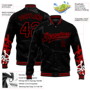 Custom Graffiti Pattern Black-Red Dark Abstract Urban Street Art 3D Bomber Full-Snap Varsity Letterman Jacket