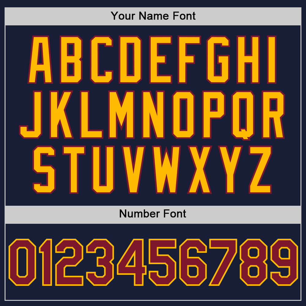 Custom Navy Crimson-Gold Bomber Full-Snap Varsity Letterman Hoodie Jacket