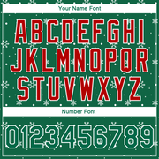 Custom Kelly Green Red-White Christmas 3D Bomber Full-Snap Varsity Letterman Jacket