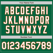 Custom Kelly Green White-Orange Bomber Full-Snap Varsity Letterman Jacket