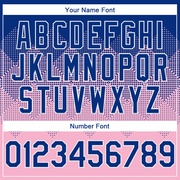 Custom Royal Light Pink-White Gradient Square Shape 3D Pattern Design Bomber Full-Snap Varsity Letterman Hoodie Jacket