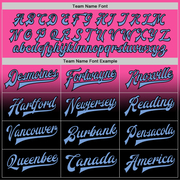 Custom Pink Light Blue-Black Bomber Full-Snap Varsity Letterman Fade Fashion Jacket